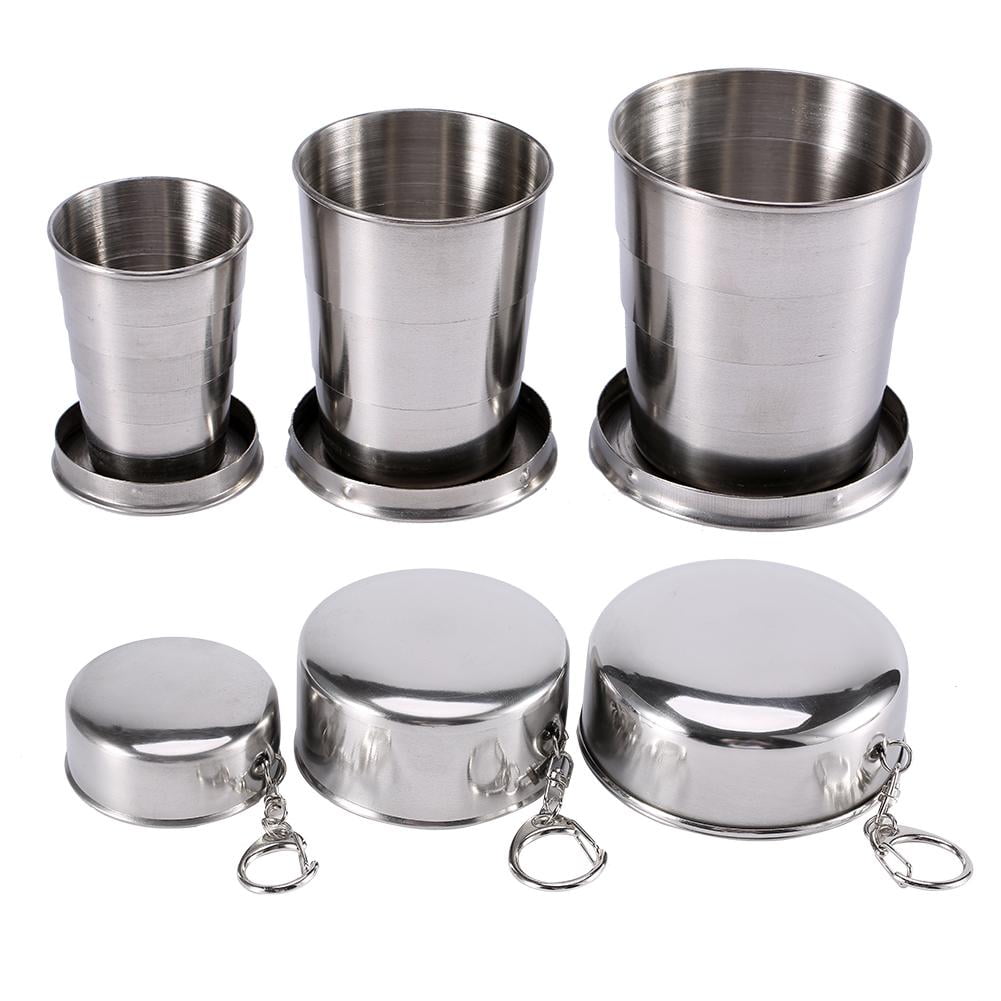 Collapsible Stainless Steel Travel Cup with Key Ring, 75 / 140 / 240 ml - Image 2