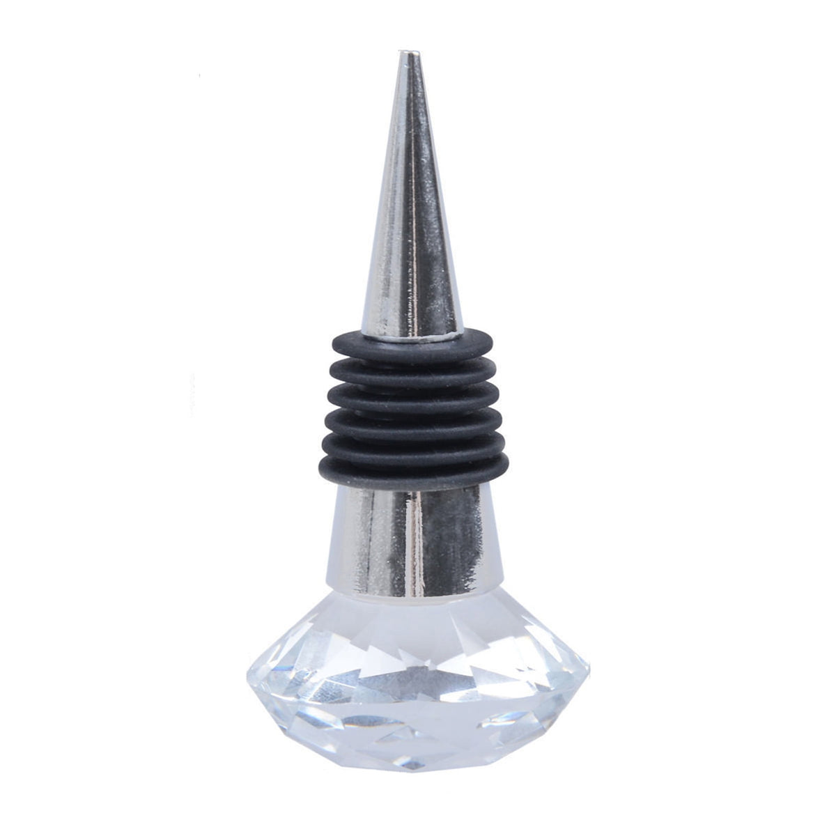 Reusable Bottle Stopper with Faceted Crystal Top and Silicone Seal