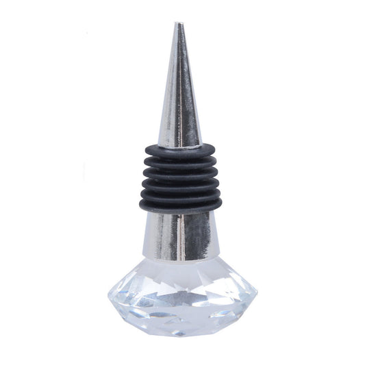 Reusable Bottle Stopper with Faceted Crystal Top and Silicone Seal