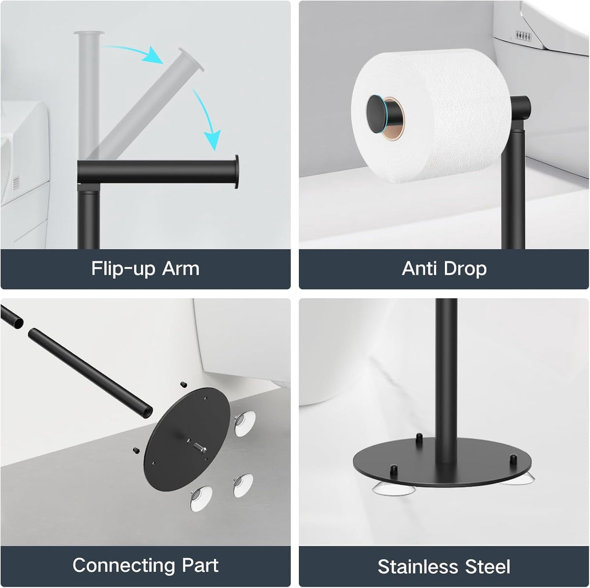Free-Standing Toilet Paper Holder for 5 Rolls with Weighted Base - Image 3