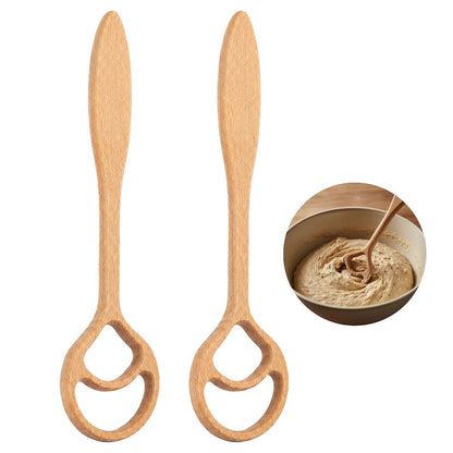 Wooden Danish Dough Whisks, Set of 2 with Twin-Loop Head, 12.6 Inches - Image 2