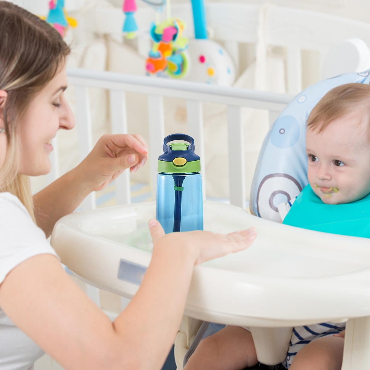 Kids Water Bottle with Flip-Up Straw and Handle, 16 oz Leak-Proof Cup - Image 5