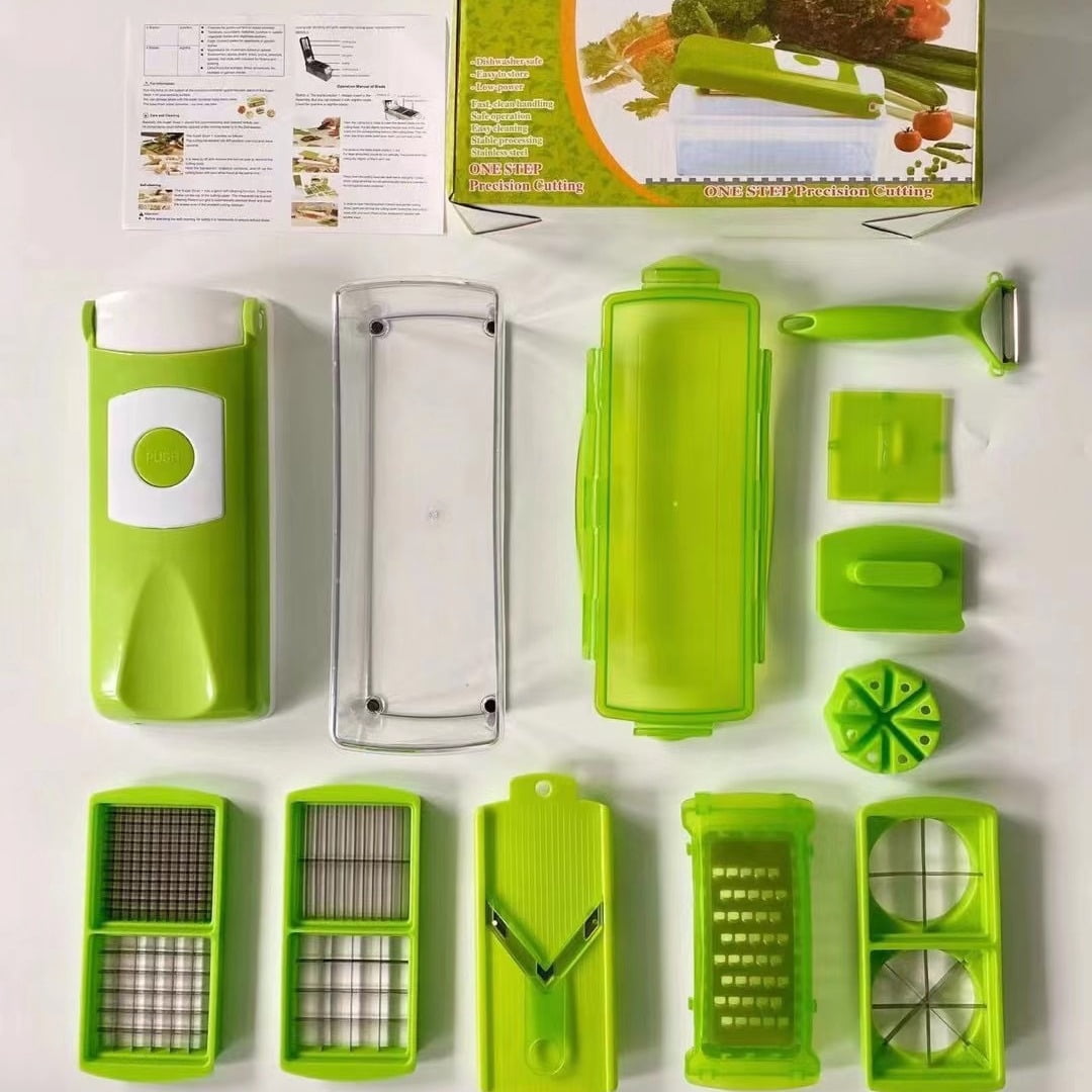 12-in-1 Vegetable Chopper with 7 Blades, Catch Container and Grater - Image 3
