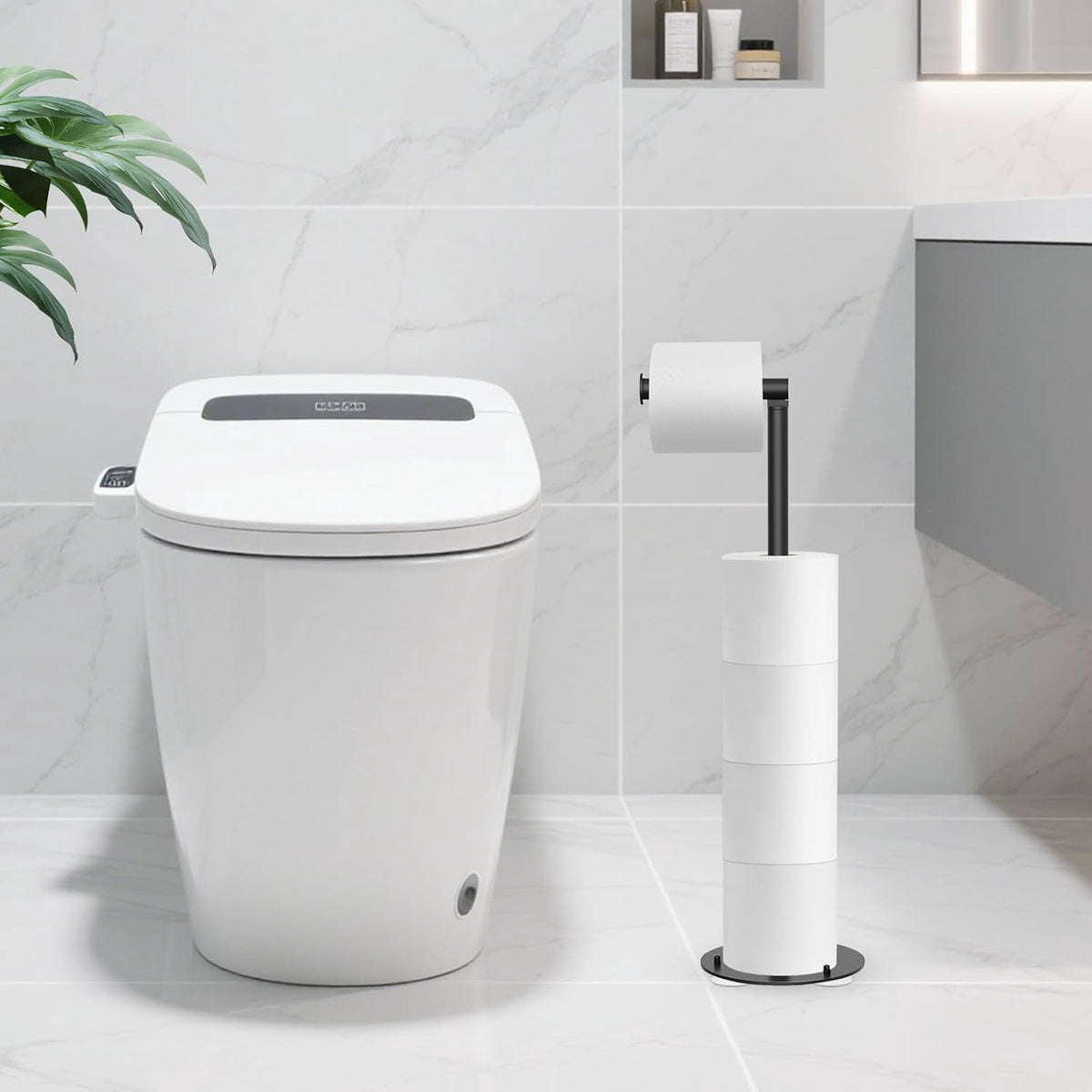 Free-Standing Toilet Paper Holder for 5 Rolls with Weighted Base - Image 4