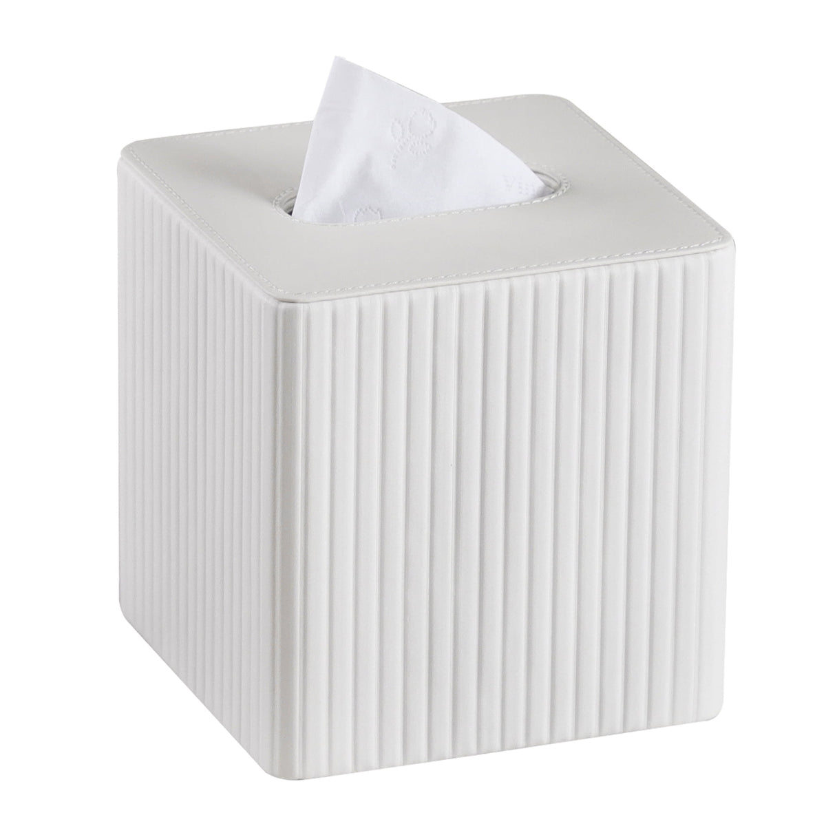 Square Tissue Box Cover in Faux Leather with Magnetic Base Closure