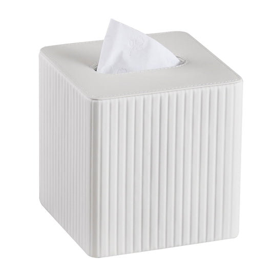 Square Tissue Box Cover in Faux Leather with Magnetic Base Closure