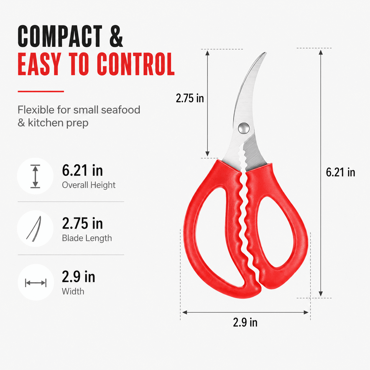 Seafood Shears, 2-Pack Stainless Steel Scissors for Shrimp, Crab and Fish - Image 3