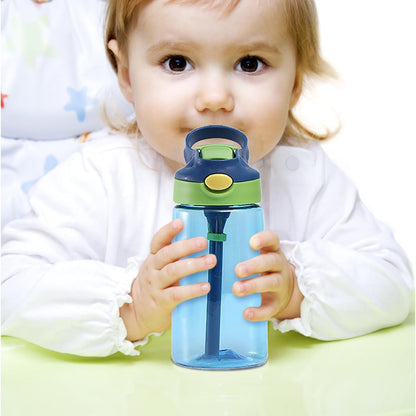 Kids Water Bottle with Flip-Up Straw and Handle, 16 oz Leak-Proof Cup - Image 4