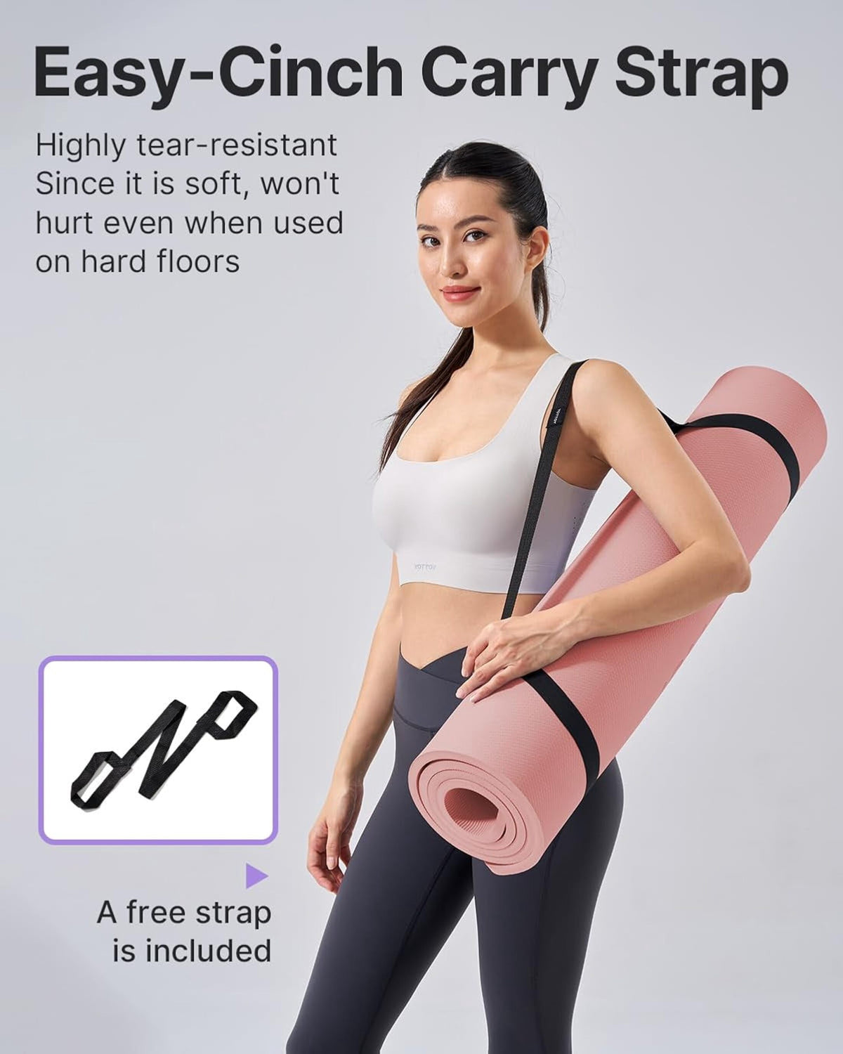 Extra-Thick TPE Yoga Mat, 1/2 Inch Cushioned Exercise Mat with Carry Strap - Image 2