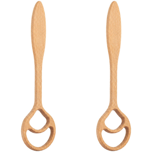 Wooden Danish Dough Whisks, Set of 2 with Twin-Loop Head, 12.6 Inches