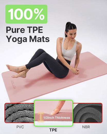 Extra-Thick TPE Yoga Mat, 1/2 Inch Cushioned Exercise Mat with Carry Strap - Image 5