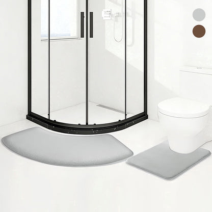 U-Shaped Corner Bath Mats, Set of 2 Memory Foam Rugs in Light Gray - Image 6